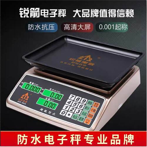 锐箭电子秤带铅封30kg全防水海鲜水产电子计价秤卖猪肉蔬菜水果类