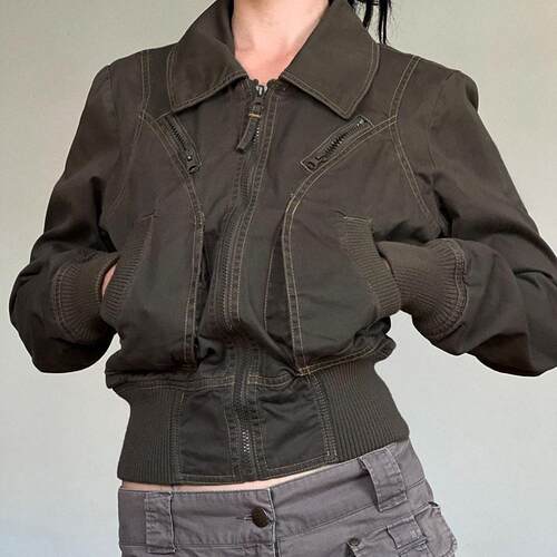 Women's Y2K Zipper Pocket Casual Womenswear Jacket Long