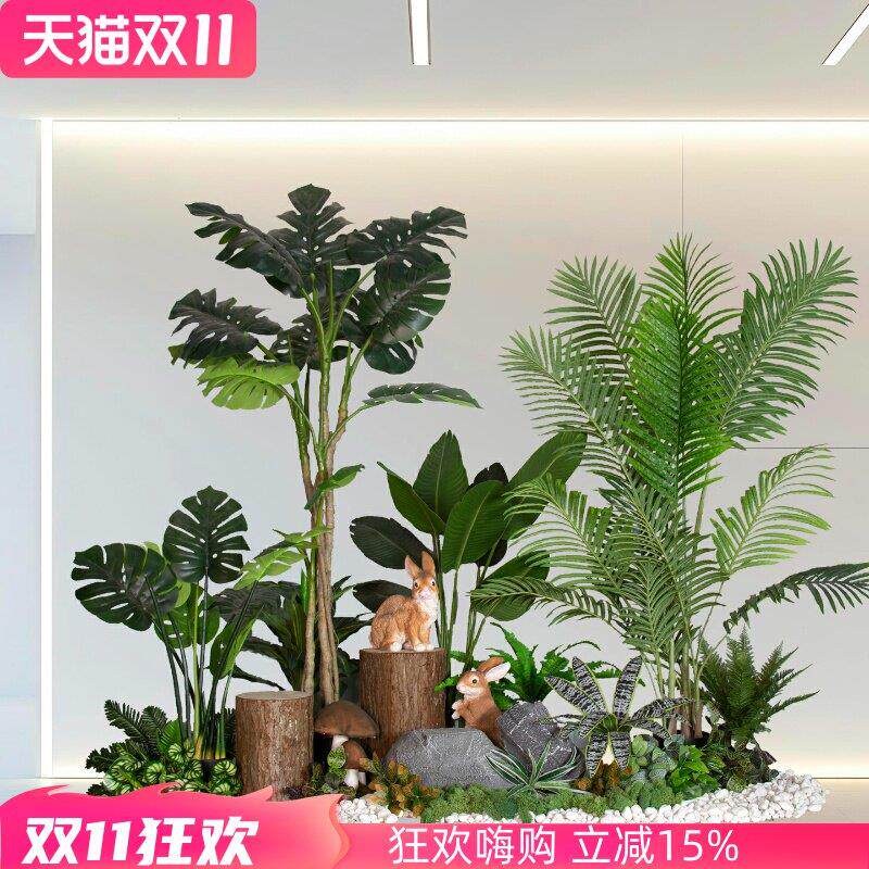 幼儿园大型假树仿真绿植造景室内装饰商场橱窗落地楼梯间植物景观