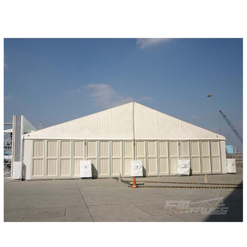 30米跨度工业帐篷大房V型户外Tent-30m储篷 仓白色PC围布可打开透