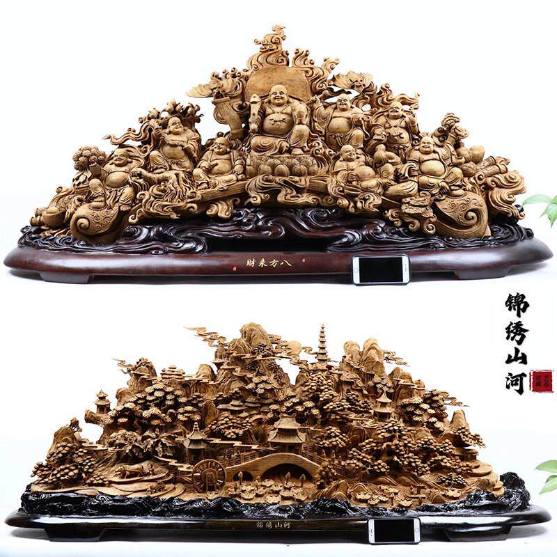 天然沉香木雕观音佛像弥勒佛关公家居客厅玄关招财摆件根雕工艺品