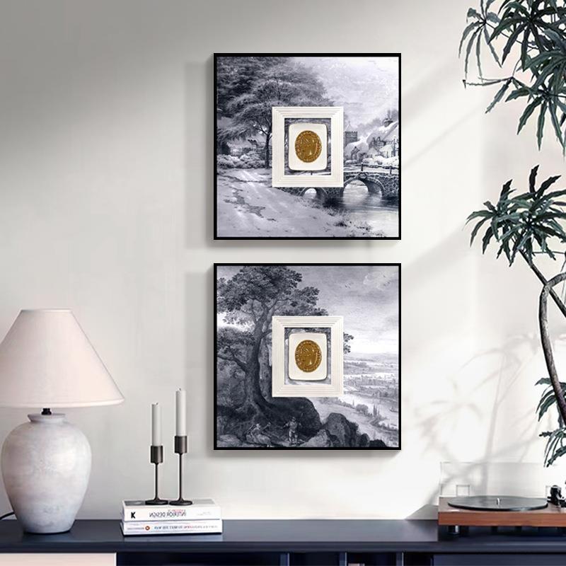 设计师现代客厅装饰画立体雕塑实物北欧风格挂画高档创意玄关背景