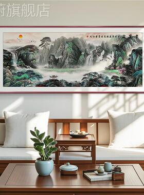 网红聚盆墙山水画挂客厅新式画沙发背景饰画宝聚财中装手绘办公室