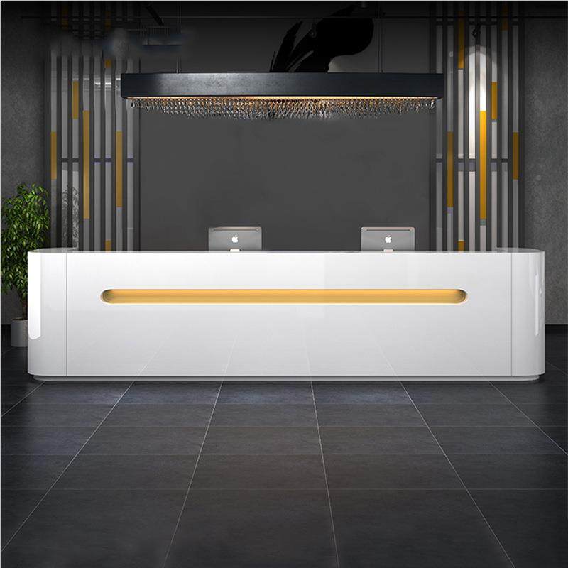 烤漆接桌待台前台收银办公室迎宾前台机构形弧培台训吧台