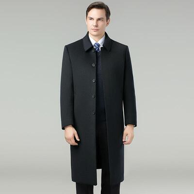 冬季轻奢面呢毛大衣男保暖羽双绒内胆缷可中年爸A8520-C-爸长款外