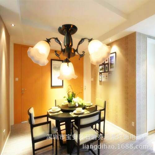 璃灯复古个性客厅玻欧式吸顶灯家居场吊所创意个性LH8016-3LD吊E