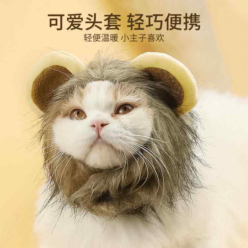 猫咪狮子头套耳朵小型犬狗狗帽子宠物可爱配饰头饰比熊狮子假发