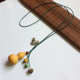 精品复古天然文玩迷你小葫芦带叶子 墨绿色挂链毛衣链男女送礼品