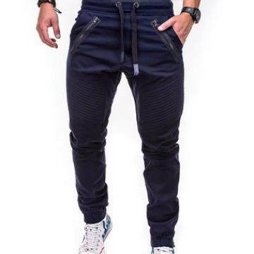 Men's drawstring elastic sports overalls with double
