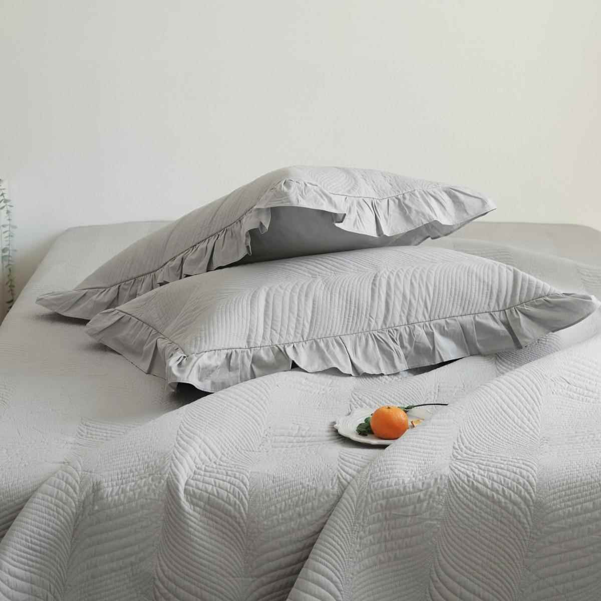 40S韩式夹棉床盖三件套全棉1滑.5AHL/1.8米机洗防纯防可皱色加厚