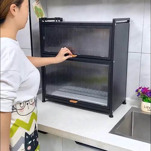 厨房碗碟置物架翻盖家用碗盘柜台面防尘碗筷收纳盒多功能碗盘沥水