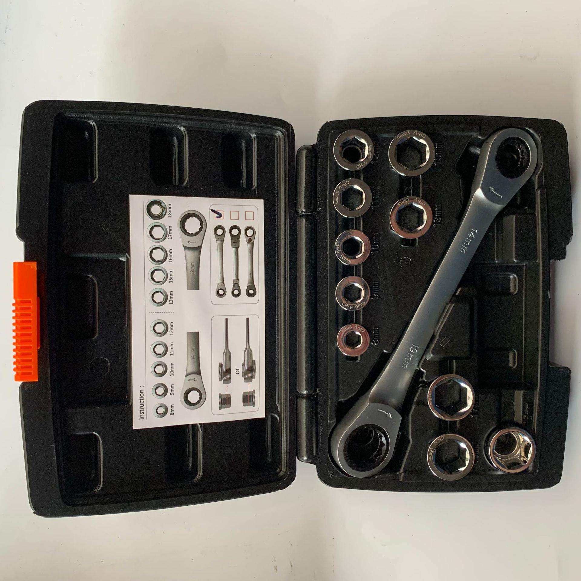 双头棘轮扳手11套装72齿变径换头活头省力快速扳手8-14-17-19mm