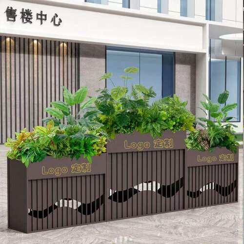 户外不锈钢花箱铁艺金属露台花架餐饮市政隔断庭院花池花槽镀锌板