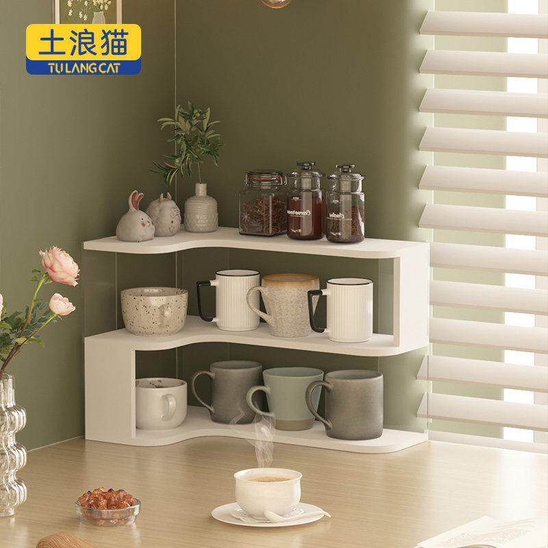 帝义杯架水杯架转角桌面置物架镂空咖啡杯收纳架茶水柜置物架盖布