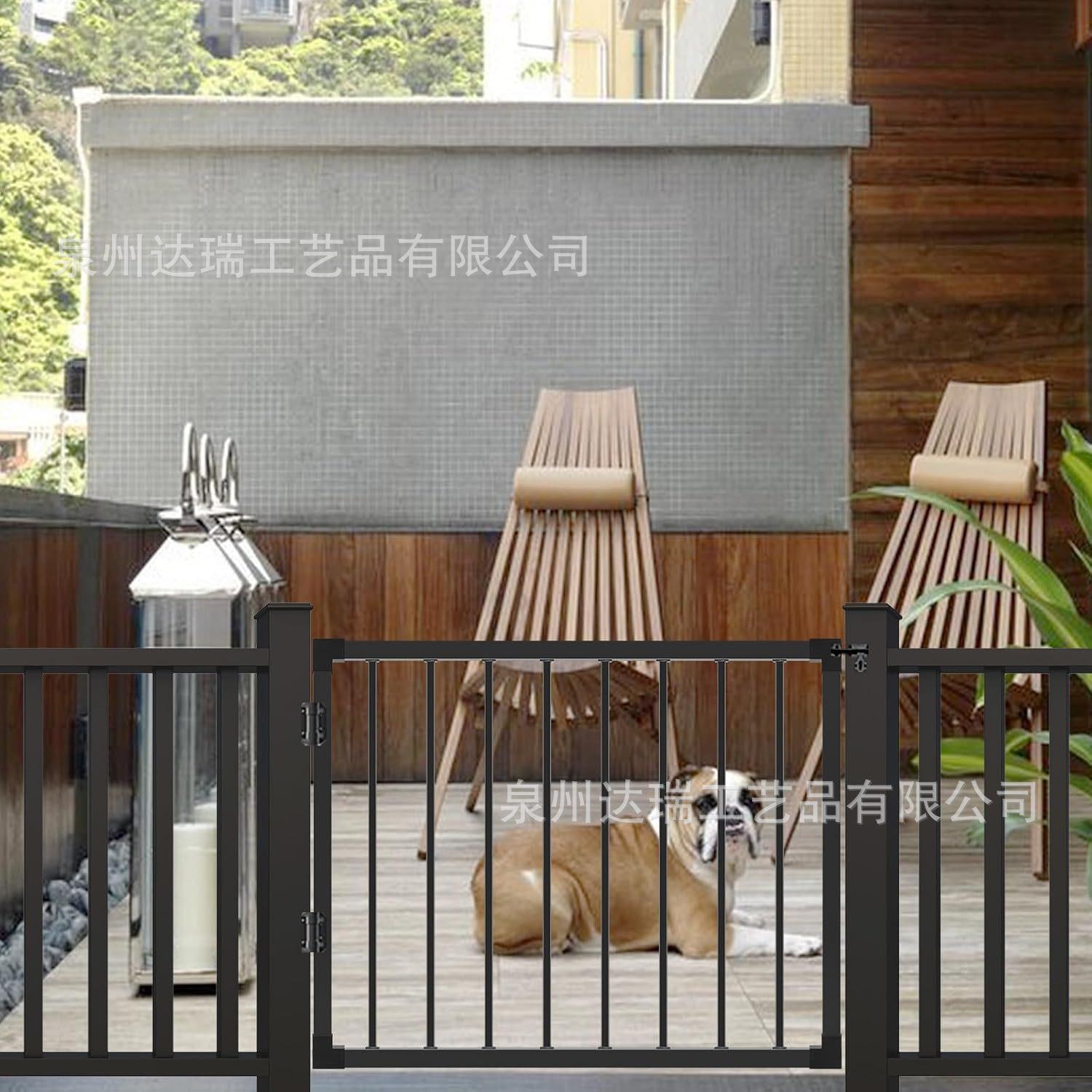 甲板围栏门室内,黑色重型钢防lust 户外甲板栅栏门