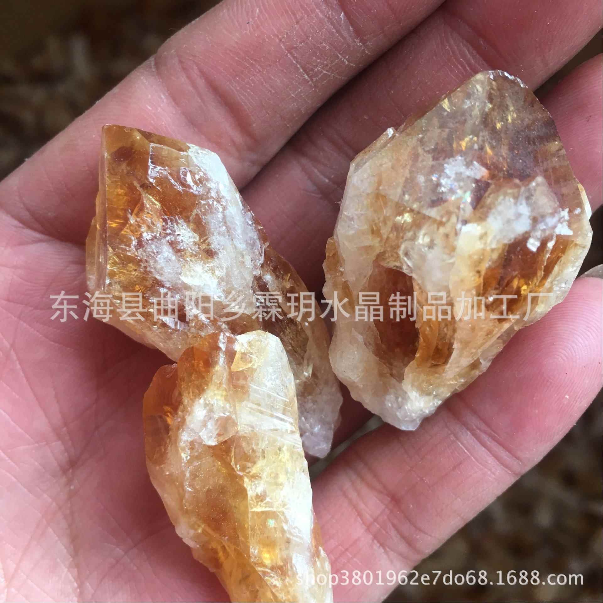 天然巴西黄水晶花小钻头原石 可装潢 可加工 一手货源