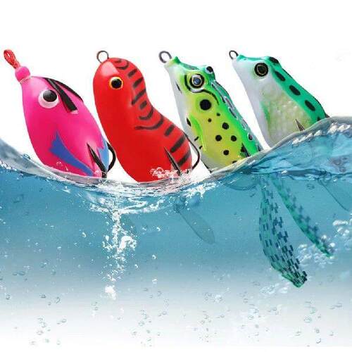 4Pcs Frog Fishing Lures Silicone Trolling Bait Floating