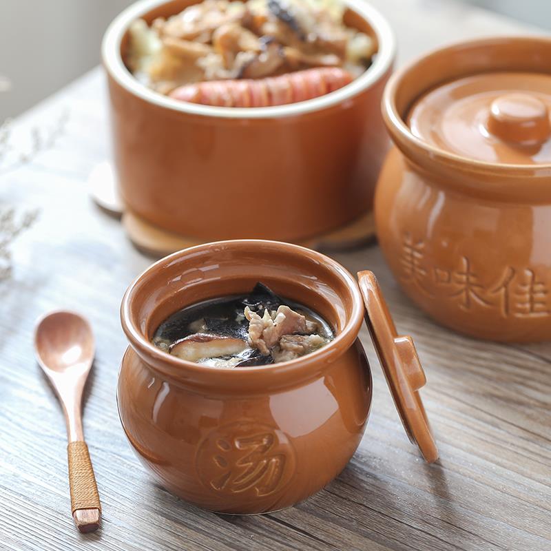 家用陶瓷带盖汤盅炖锅隔水蒸蛋盅汤锅煲汤内胆炖罐汤煲燕窝小炖盅