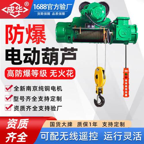 BT4防爆钢丝绳电动葫芦2吨1T5吨10吨3m6米CT4级隔爆起重行车吊机