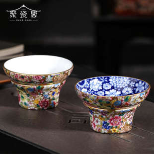 陶瓷珐琅彩内青花万花茶滤全瓷一体茶漏网泡茶叶过滤网创意茶隔器