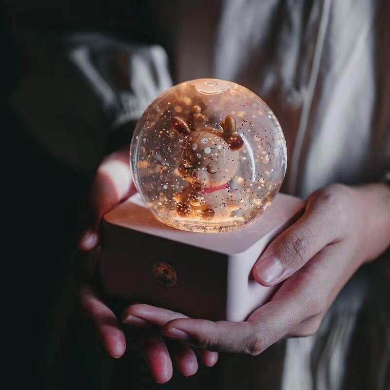 可充电水晶球音乐盒音乐盒飘落的雪夜灯生日礼物的女孩，孩子，男