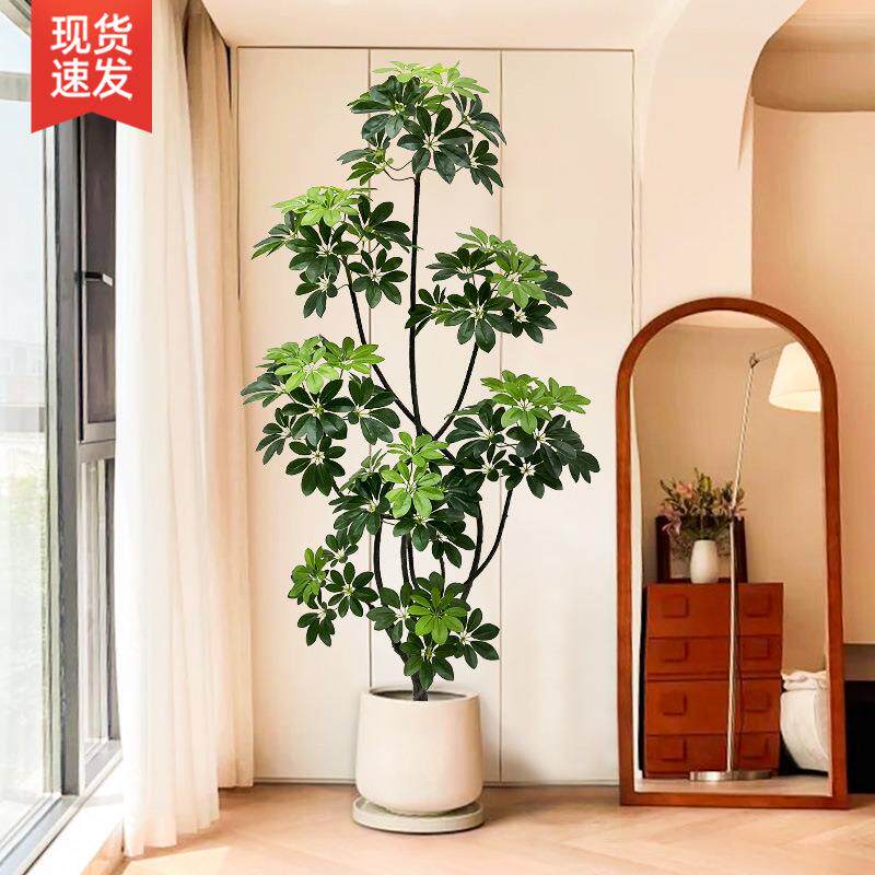 沙电视柜落7/23超真地边摆件大型室内客厅发旁边假植物鸭脚木仿真