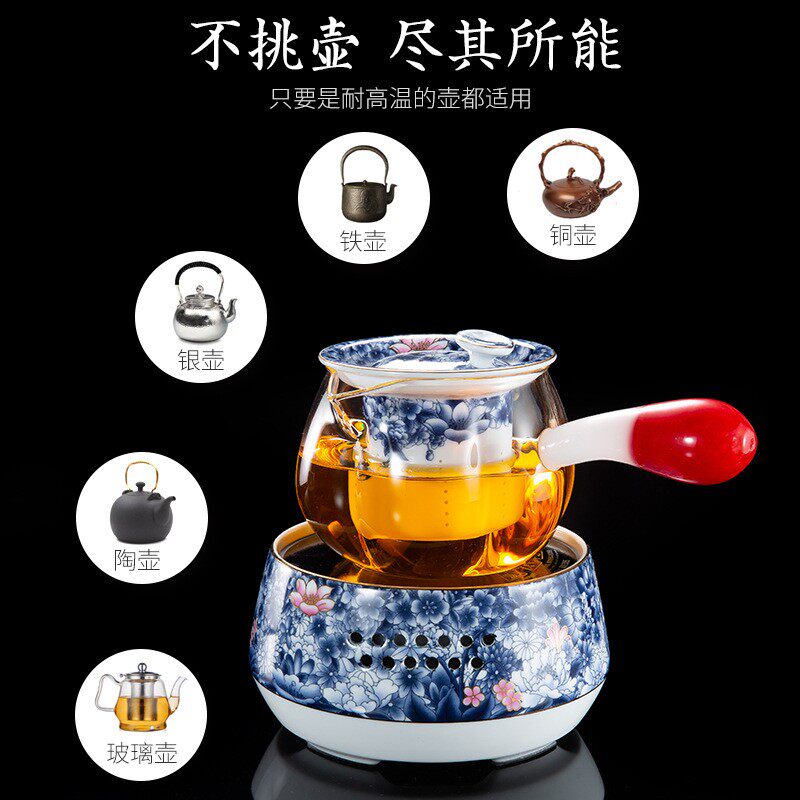 陶瓷电陶炉分体式煮茶器大号烧水壶家用黑茶蒸茶器白茶陈皮玻璃壶