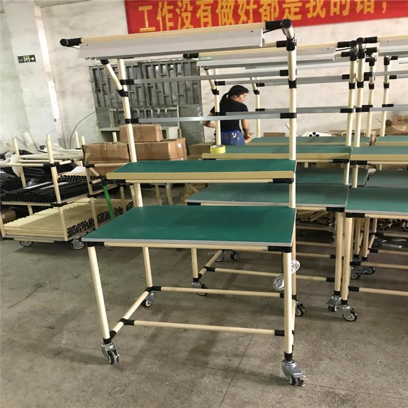 专业组装线精益管防静电工作台移动式操作桌