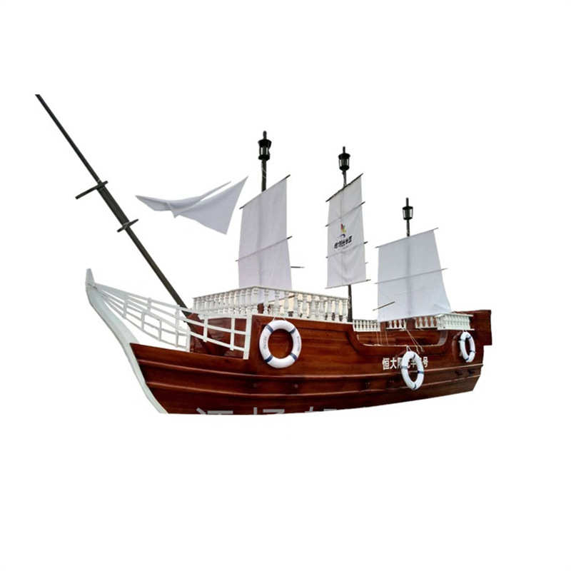 定制大型景观木船户外广场木质海盗船仿古战船公园装饰船