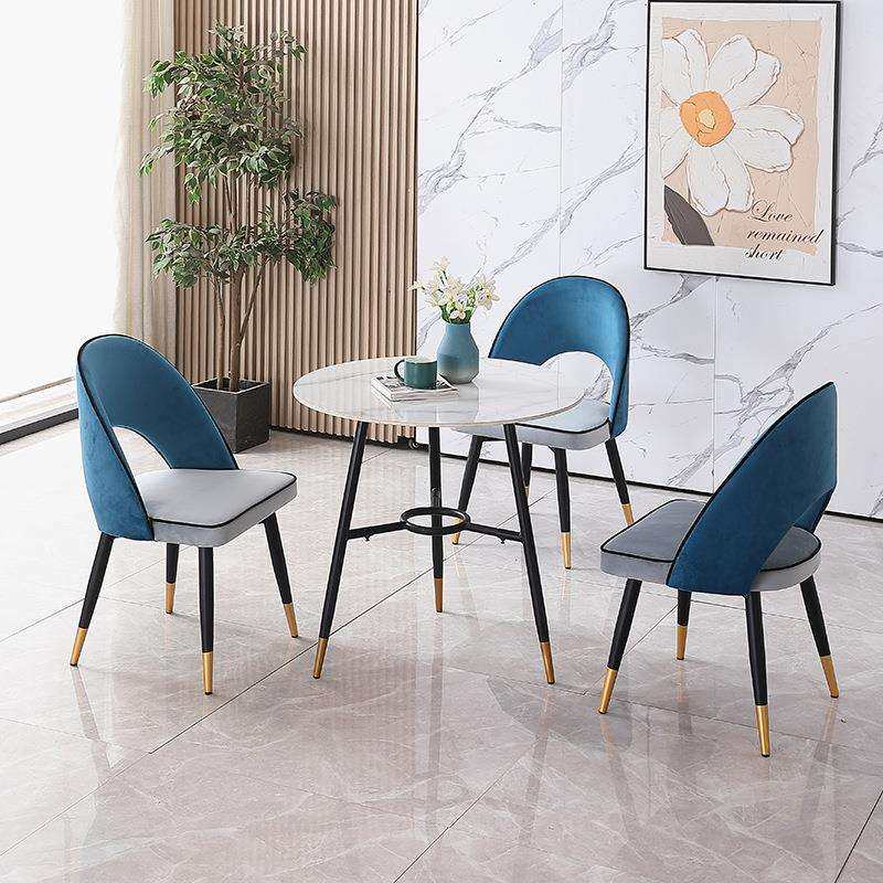 轻奢岩板餐桌办公休闲会客接待洽谈桌椅组合阳台桌子咖啡厅小圆桌