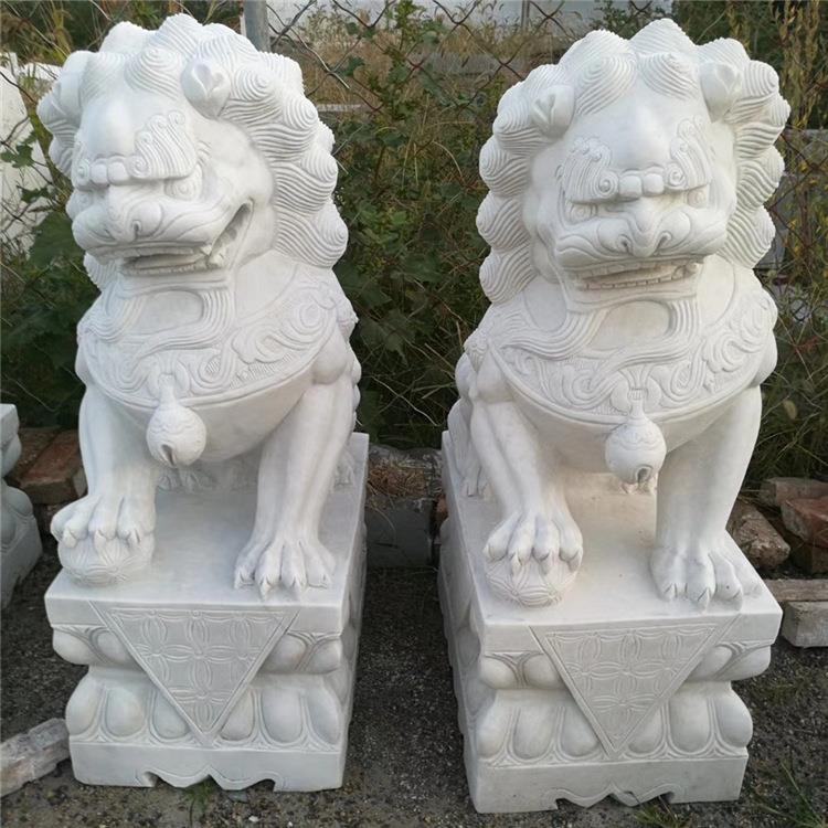 青石狮子一对家用酒店看门摆件大石石雕UKD理墓地小石石狮子