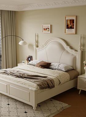 5美式主轻奢床1米单人F98T8JTS床现代简法约式双人床1米8奶油风卧