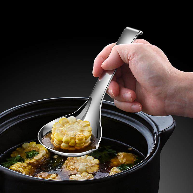 不锈钢勺子家用长柄餐勺韩式加厚调羹成人吃饭圆头拌饭铁匙羹汤勺