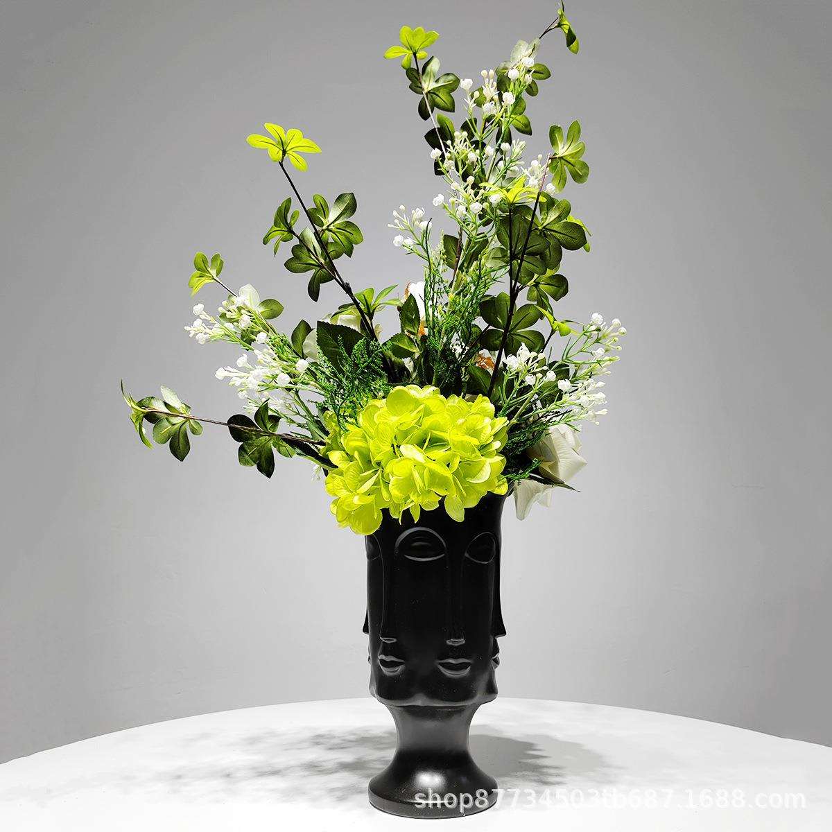 现代轻奢仿真花艺绿植陶瓷插花器客厅餐桌售楼处样板间装饰品摆件