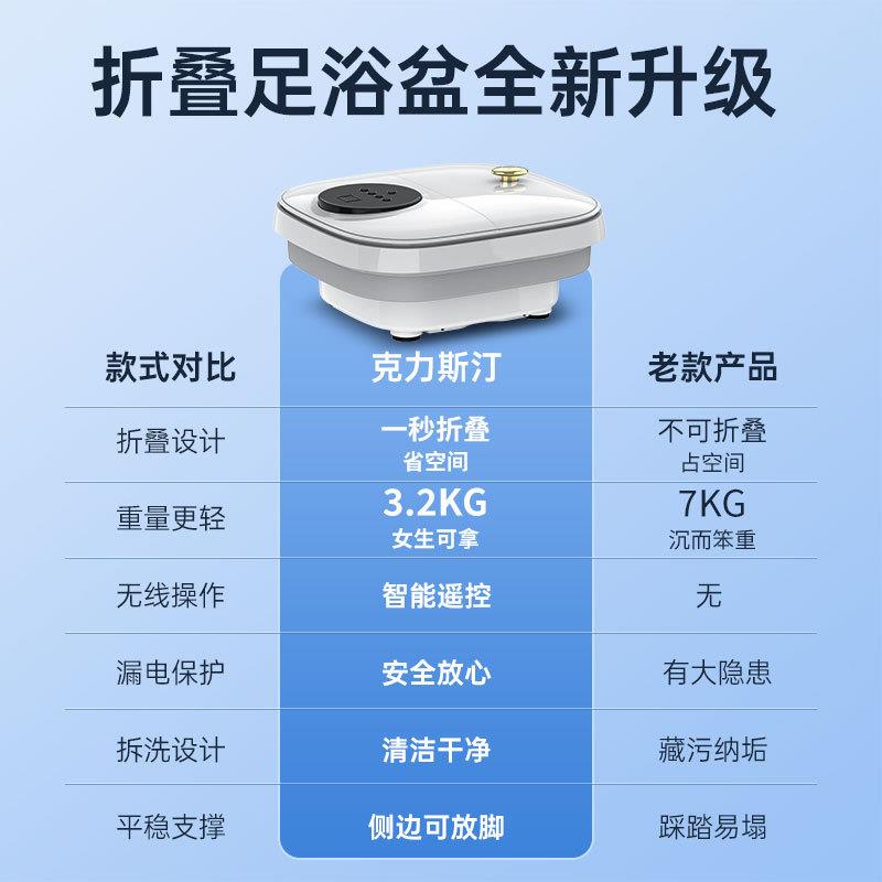 可折叠足浴盆便携电动恒温按摩盆足底泡脚桶家用自动加热足疗机