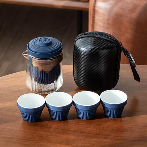 正品瓷快客杯一壶四杯便携式旅行功夫茶具套陶装户外简包随身泡约