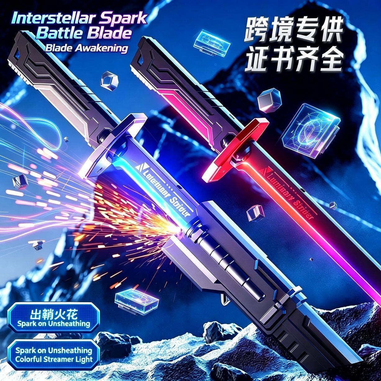 武士刀跨境星际火花声光发光玩具