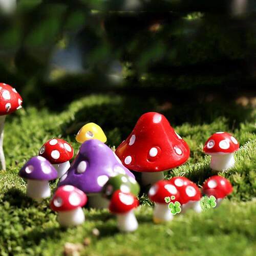 10pcs Mushroom Resin Room Decor Fairy Garden Decoration Home