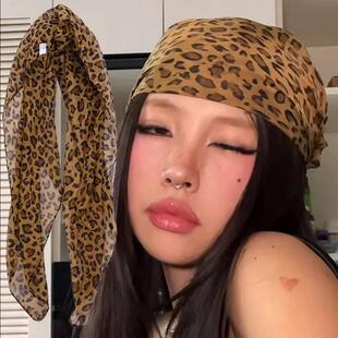 Retro Leopard Headscarf Women GirlHigh Quality ComfortableHe