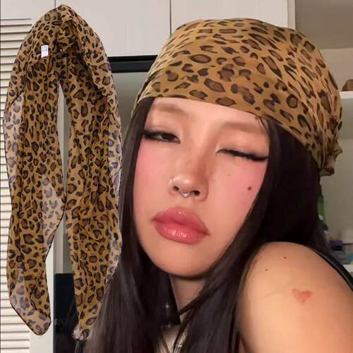 Retro Leopard Headscarf Women GirlHigh Quality ComfortableHe