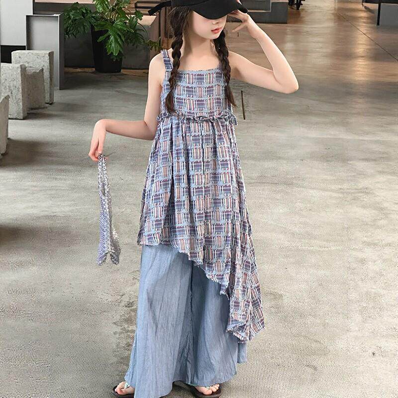 法国BADNUT女童连衣裙夏季2026新款儿童洋气吊带裙无袖背心裙子潮