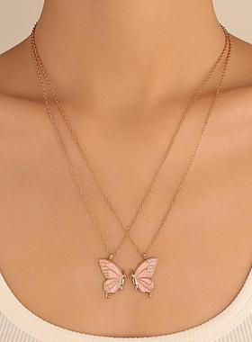 Double Butterfly Necklace Set with Collar Chain个性蝴蝶项炼