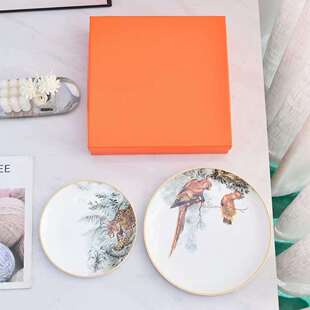 盘H家经热销典款 骨瓷餐具8寸西餐盘家用1寸浅大平0盘AMI圆形摆台