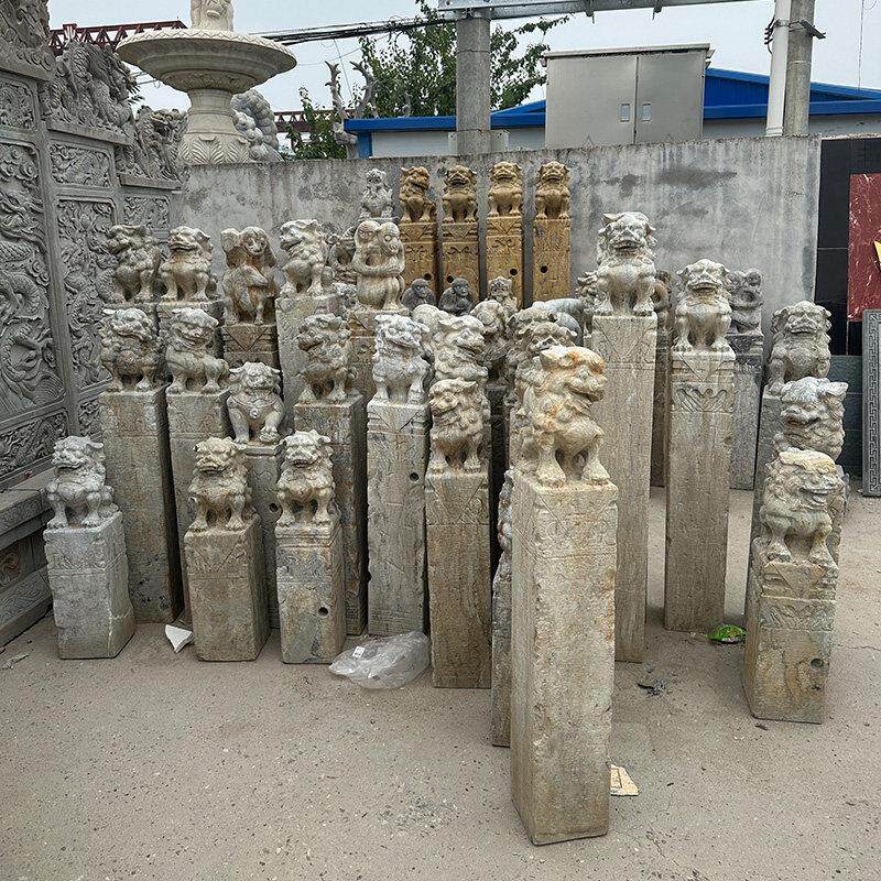 石雕拴马桩青石彷古做旧石狮子拴马柱庭院室内外落地门口别墅摆件