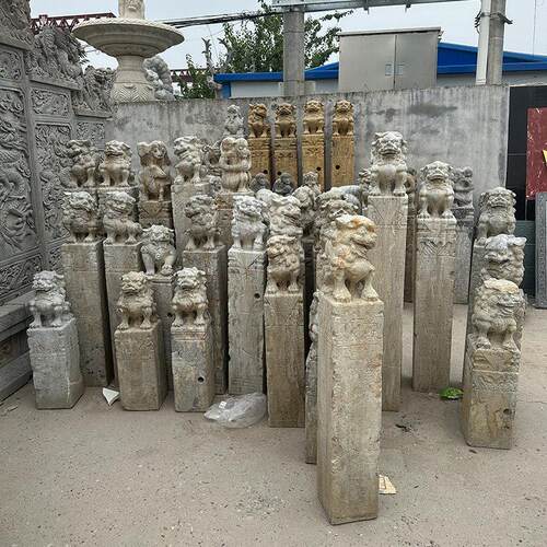 石雕拴马桩青石彷古做旧石狮子拴马柱庭院室内外落地门口别墅摆件