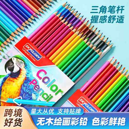 跨境塑料彩色铅笔学生专用绘画铅笔套装油性彩铅儿童美术用品