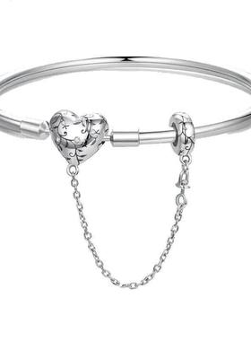 正品原圆头手镯diy约珠子手錬基础炼简925纯创银情小侣饰品众轻奢