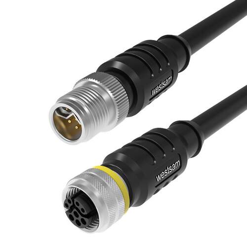 M12-Y-8芯混合型Y编码圆形连接器工业以太网m12航空插头防水IP67