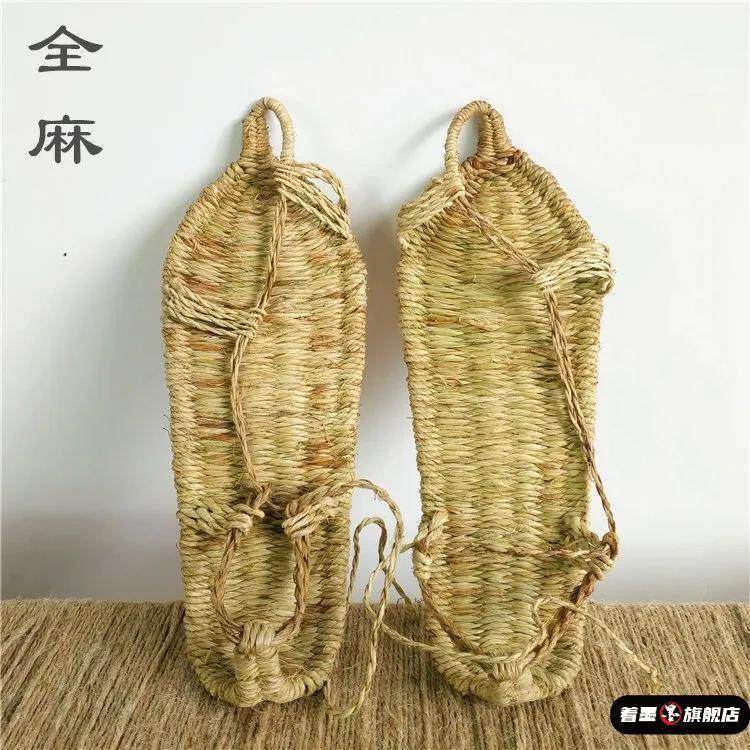 老式传统手工编织露趾草鞋男款鞋纯竹麻草编凉鞋男士夏季透气休闲