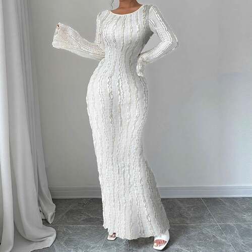Long Sleeve Bodycon Dress with Back Tie New European Style